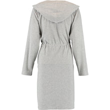 Laden Sie das Bild in den Galerie-Viewer, Cawö Home Bademantel Damen Kurzmantel mit Kapuze / Grau-Blau
