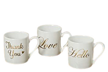 Laden Sie das Bild in den Galerie-Viewer, Moderne Espresso Tasse mit verschiedenen Motiven in weiß/gold