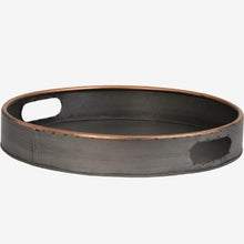 Laden Sie das Bild in den Galerie-Viewer, Dekotablett FLORO aus Metall Ø45x7,5 cm Zinn-Kupfer