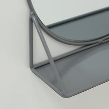 Laden Sie das Bild in den Galerie-Viewer, Spiegel CENTRO rund mit Ablage aus Eisen in Grau