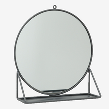 Laden Sie das Bild in den Galerie-Viewer, Spiegel CENTRO rund mit Ablage aus Eisen in Grau