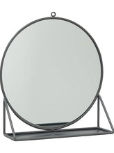 Laden Sie das Bild in den Galerie-Viewer, Spiegel CENTRO rund mit Ablage aus Eisen in Grau