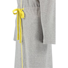 Laden Sie das Bild in den Galerie-Viewer, Cawö Home Bademantel Damen Kurzmantel mit Kapuze / Grau melange-gelb
