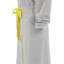 Laden Sie das Bild in den Galerie-Viewer, Cawö Home Bademantel Damen Kurzmantel mit Kapuze / Grau melange-gelb
