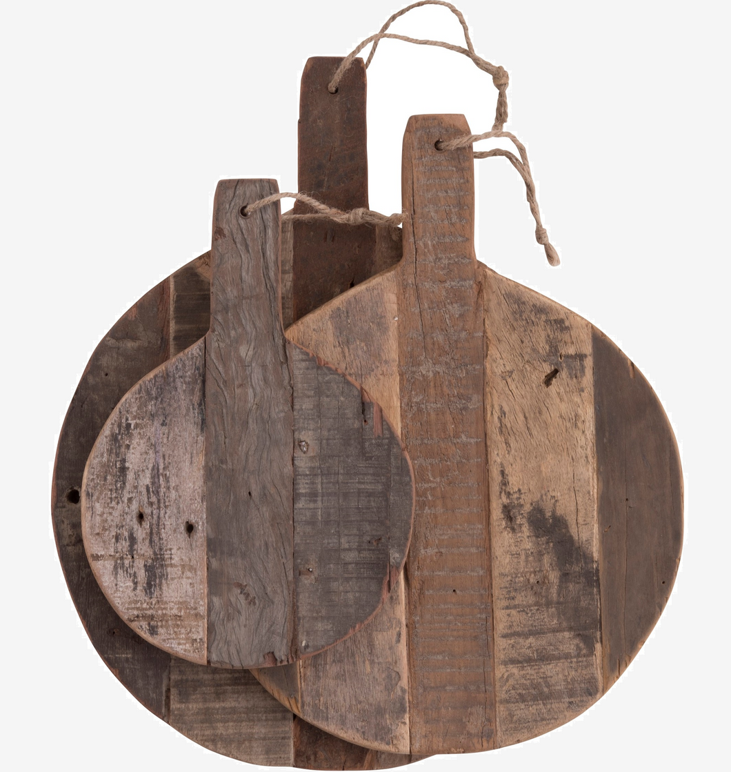 Rundes Servierbrett / Dekobrett aus Holz mit Jute-Kordel