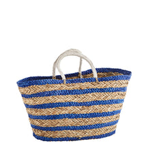 Laden Sie das Bild in den Galerie-Viewer, Gestreifter Shopper aus Seegras / Kobaltblau