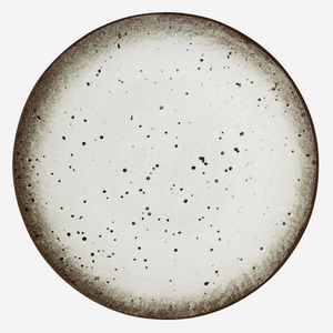 Stoneware Teller flach weiß - braun - beige mit Farbverlauf und Muster