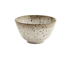 Stoneware Schale flach weiß - braun - beige mit Farbverlauf und Muster