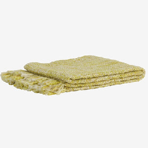 Gewebtes Plaid ROYKA 150x125 cm ockergelb-weiß