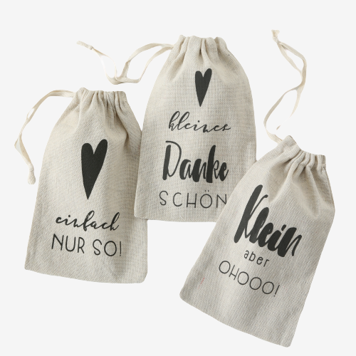 Geschenksackchen aus Stoff mit suBem Aufdruck
