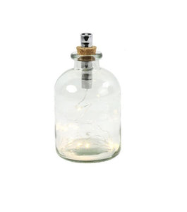 LED Lampe OLEG runde Glasflasche mit Korken und Lichterkette
