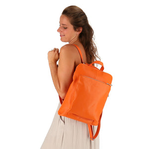 Rucksack/Schulertasche Sofia 100% Leder | Farbe Orange