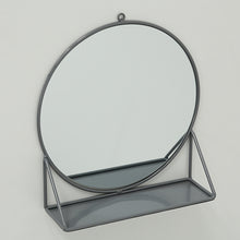 Laden Sie das Bild in den Galerie-Viewer, Spiegel CENTRO rund mit Ablage aus Eisen in Grau

