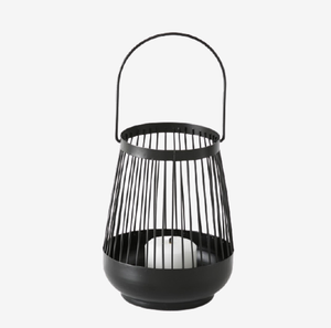 Windlicht VILDE Fischgrätmuster Schwarz Metall