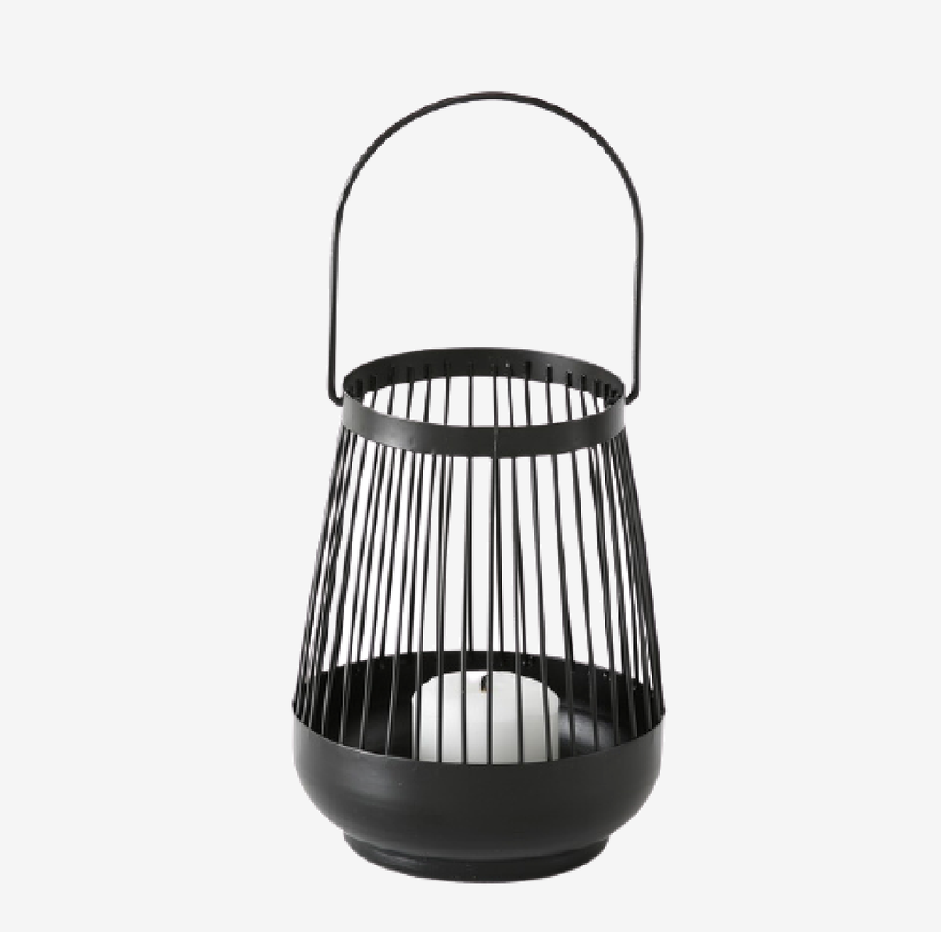 Windlicht VILDE Fischgrätmuster Schwarz Metall