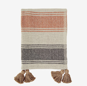 Gestreiftes Plaid mit Bommeln mehrfarbig